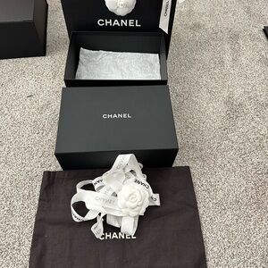 Chanel Black Bag with White Camellia Flower for mini or small bag